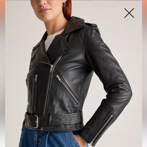 Quince Black Leather Motorcycle Jacket